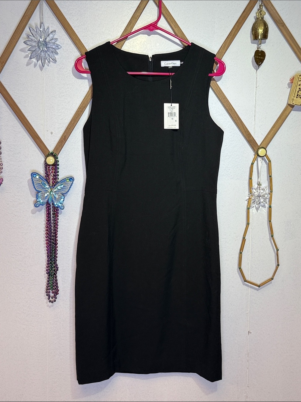 Calvin Klein Black Sleeveless Midi Sheath Dress